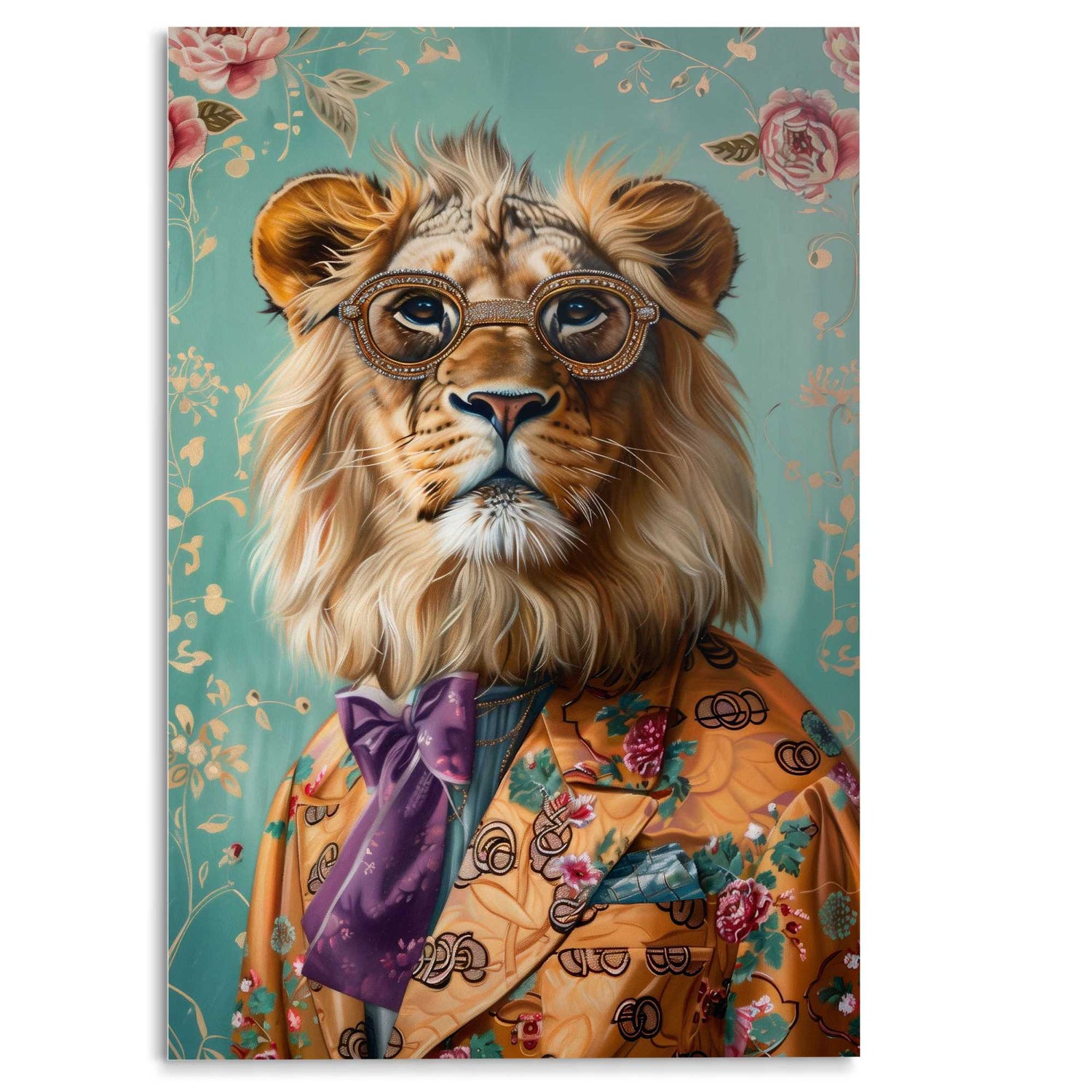 Reinders - Sophisticated Lion - Glasschilderij 78x116 cm - Bont