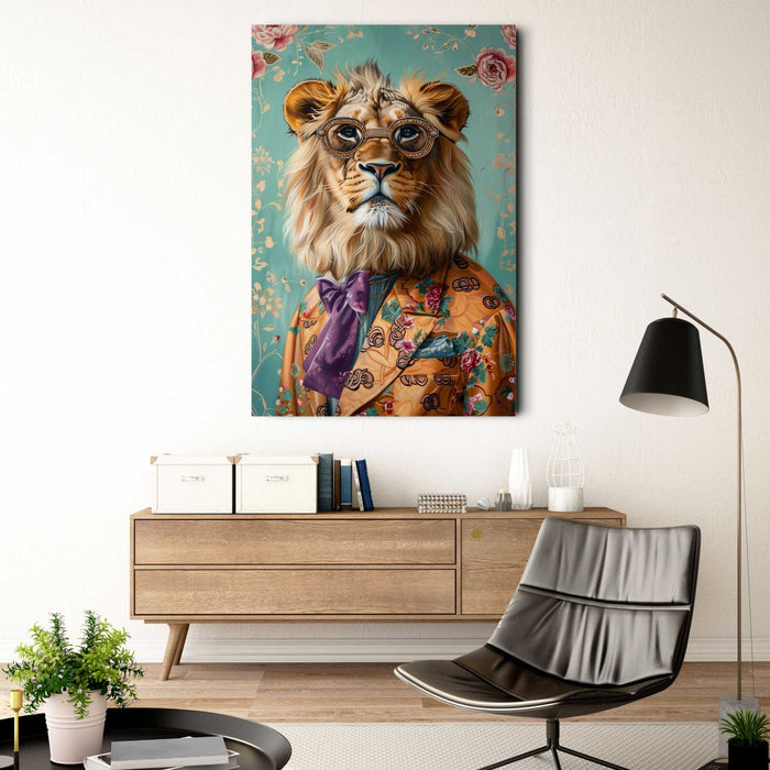 Reinders - Sophisticated Lion - Glasschilderij 78x116 cm - Bont