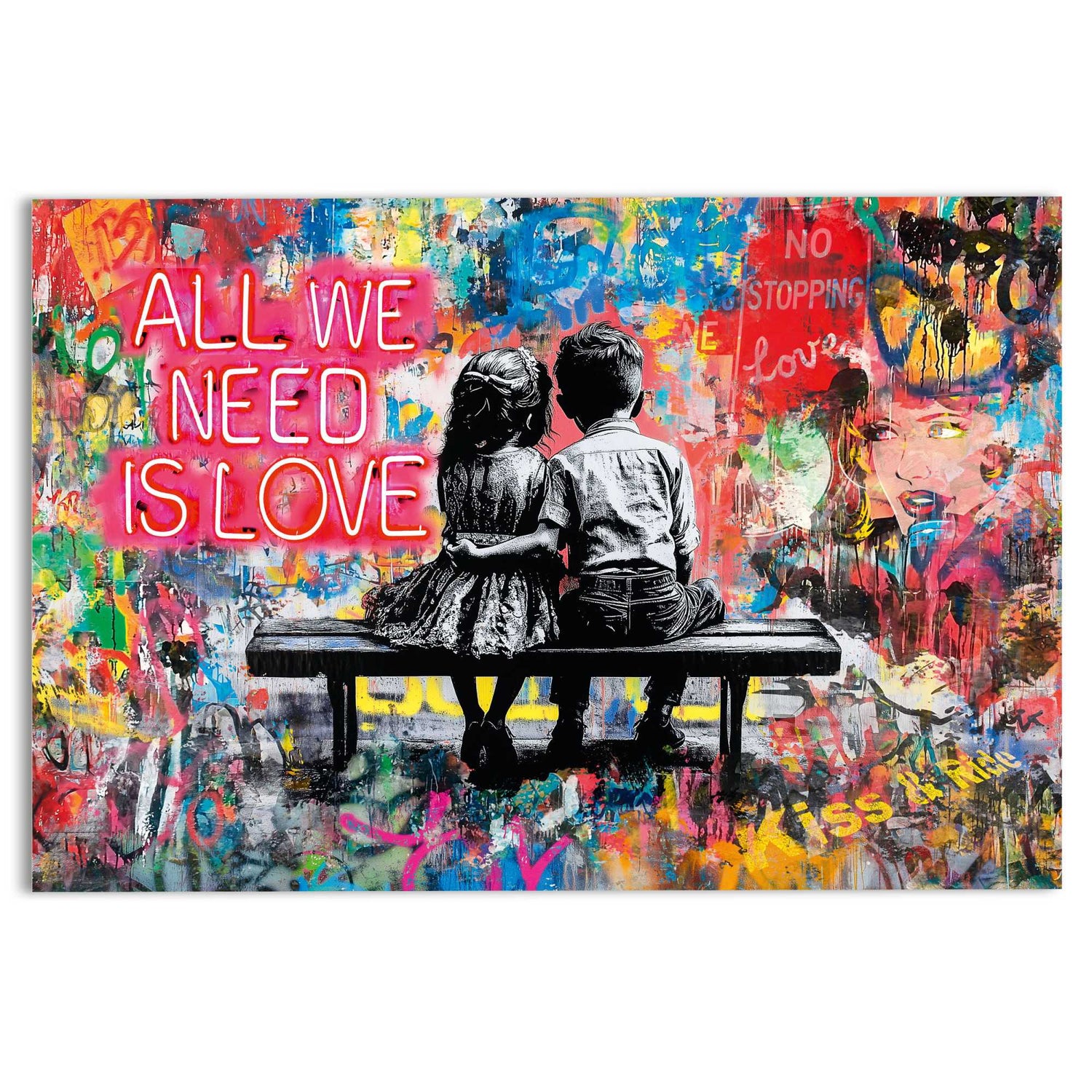 Reinders - All We Need is Love - Glasschilderij 116x78 cm - Bont