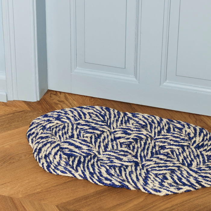 HAY Coco Swirl Deurmat - Blauw / Off-White