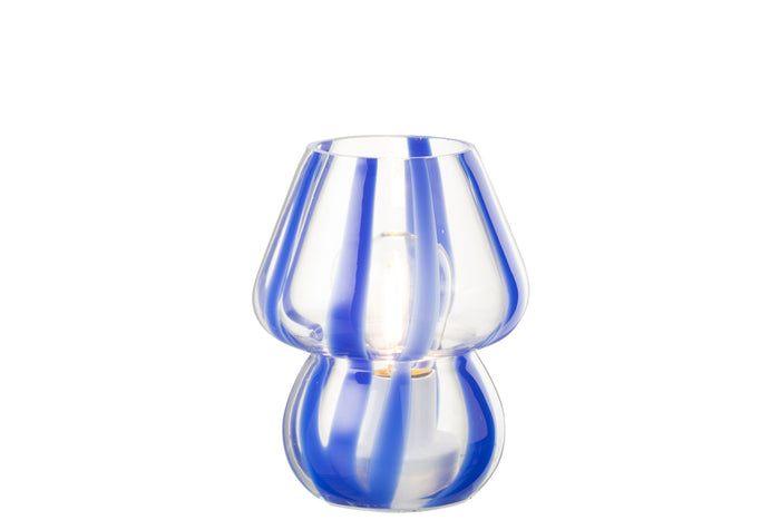 J-Line tafellamp Strepen - glas - transparant|blauw - small