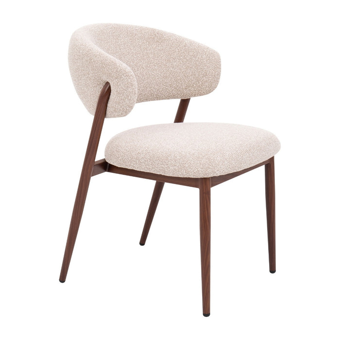 DÉJA Living - Eetkamerstoel - Stof - Zand|Walnoot - Skive - Set van 2