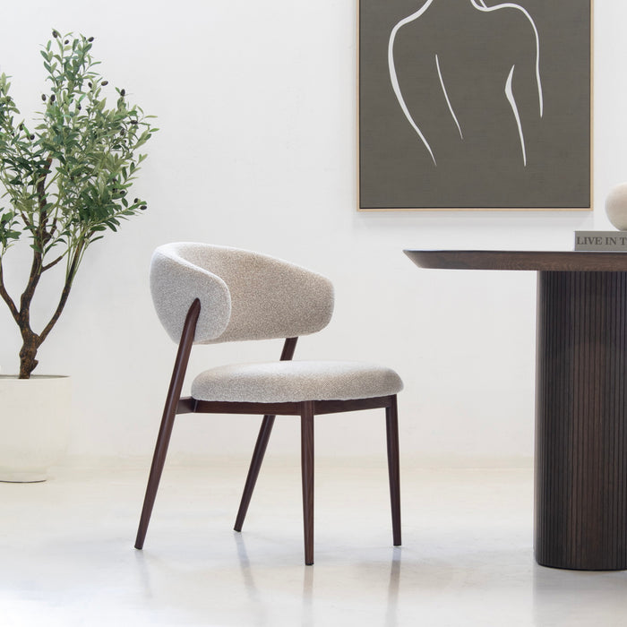 DÉJA Living - Eetkamerstoel - Stof - Zand|Walnoot - Skive - Set van 2