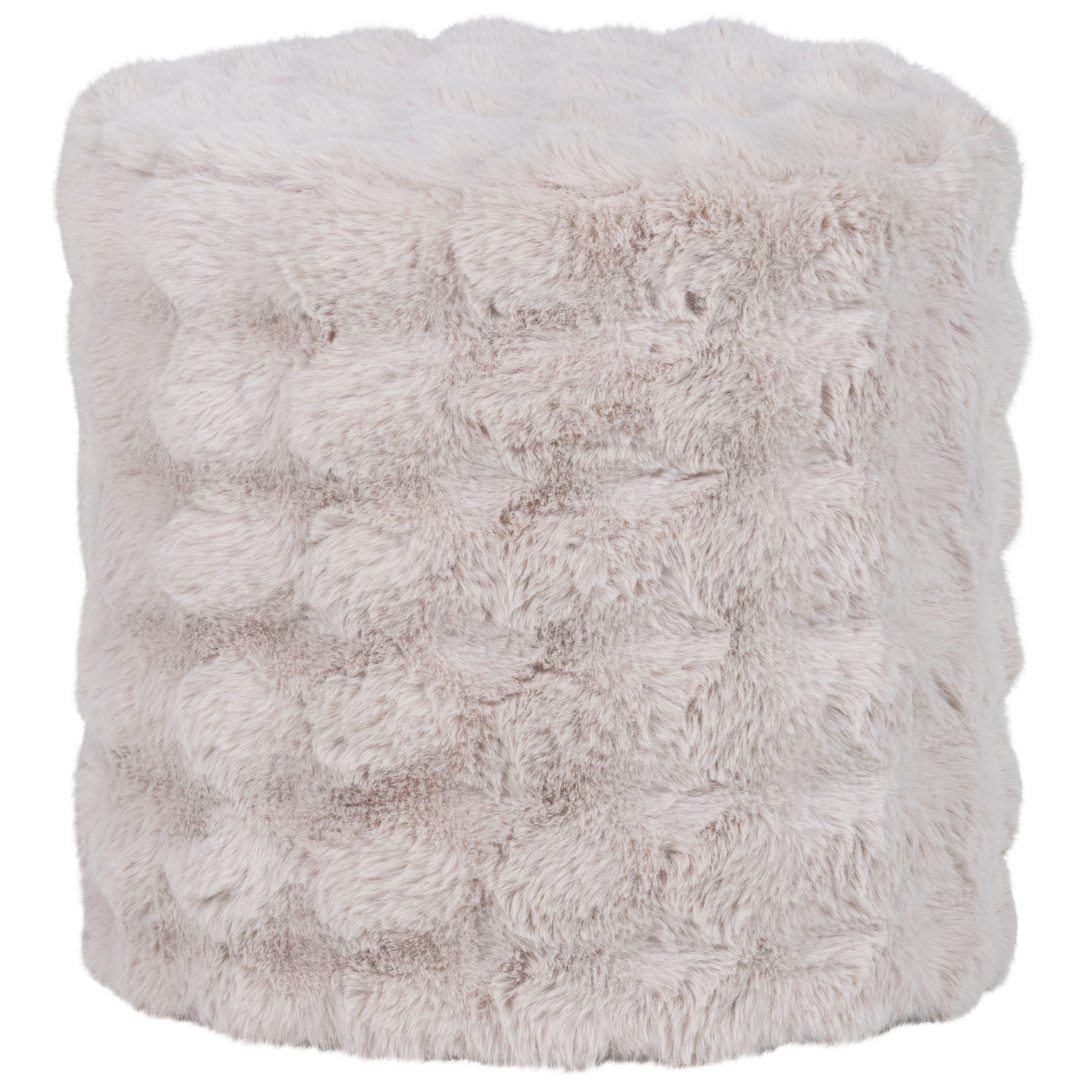 WOOOD Olven Poef Hoog - Fluffy Stof - Naturel - 46x46x46