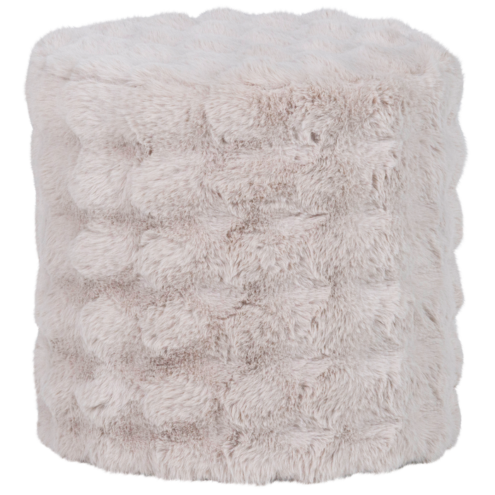 WOOOD Olven Poef Hoog - Fluffy Stof - Naturel - 46x46x46
