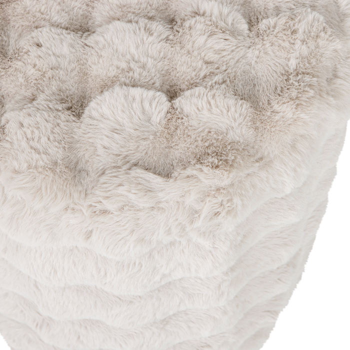 WOOOD Olven Poef Hoog - Fluffy Stof - Naturel - 46x46x46