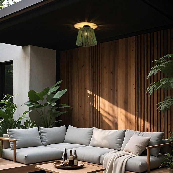 QAZQA Japandi buiten plafondlamp met groen touw IP54 - Jayla