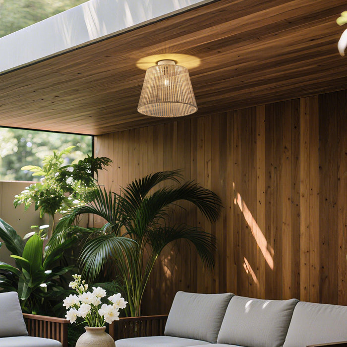 QAZQA Japandi buiten plafondlamp met beige touw IP54 - Jayla