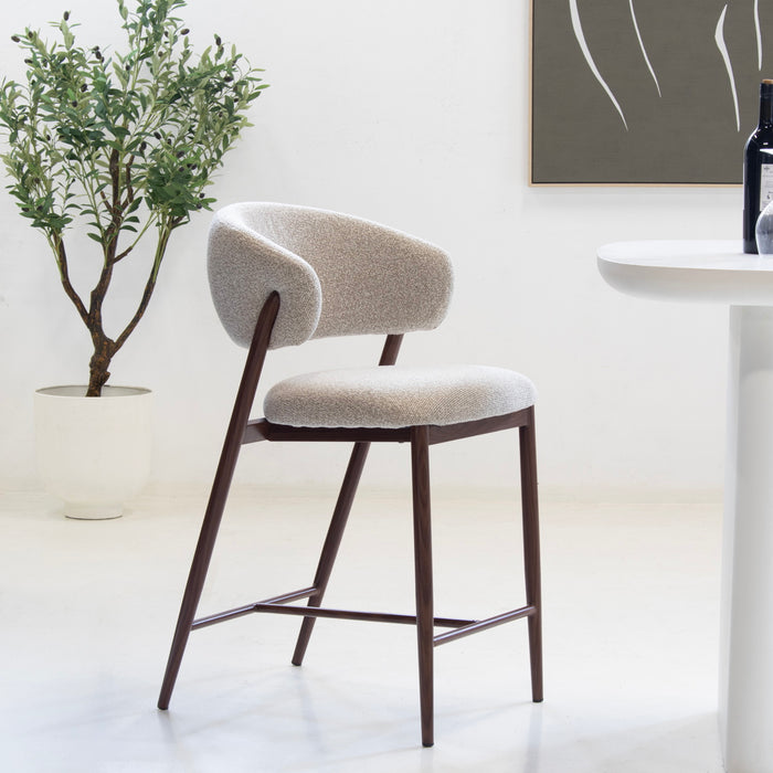 DÉJA Living - Barstoel Zand|Walnoot - 67cm - Skive - Set van 2