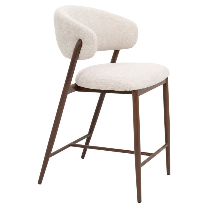DÉJA Living - Barstoel Beige|Walnoot - 67cm - Skive - Set van 2
