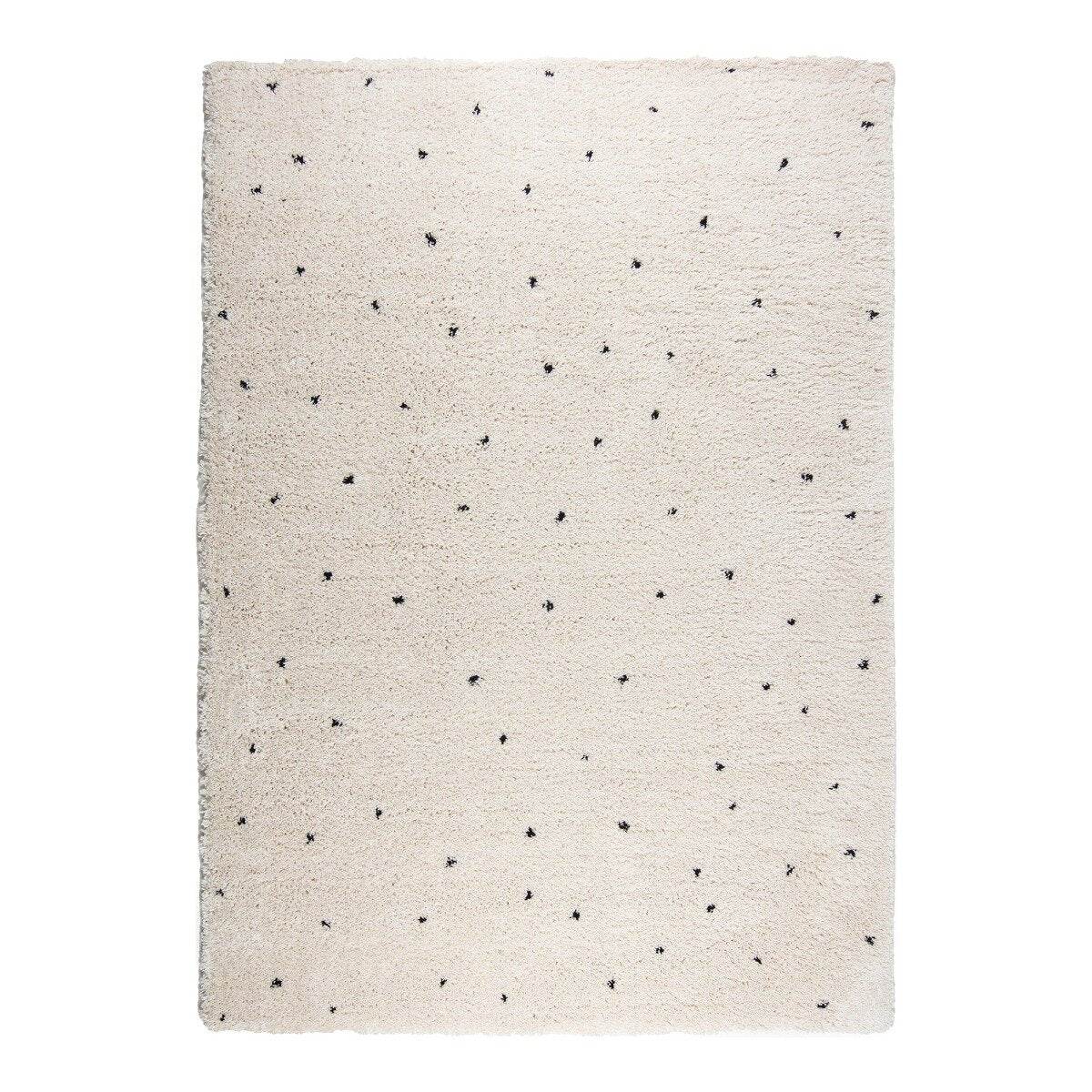 Interieur05 Kindervloerkleed  hoogpolig Cream|Zwart - Dots