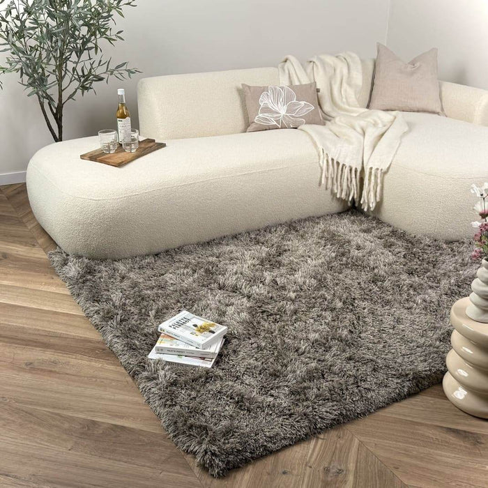 Hoogpolig vloerkleed Nika antraciet polyester - Interieur05