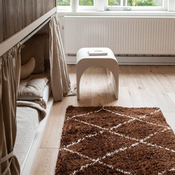 Interieur05 berber vloerkleed hoogpolig roest|cream - scandinavisch...
