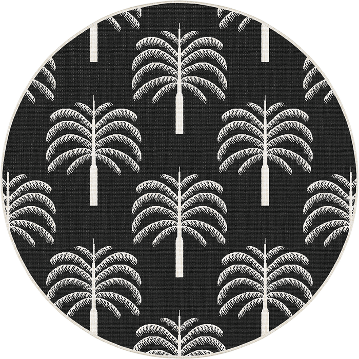 Rond buitenkleed Oase zwart|wit - Interieur05 - 200 x 200 cm