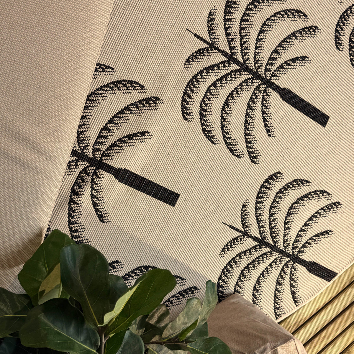 Rond buitenkleed Oase zwart|wit - Interieur05 - 200 x 200 cm