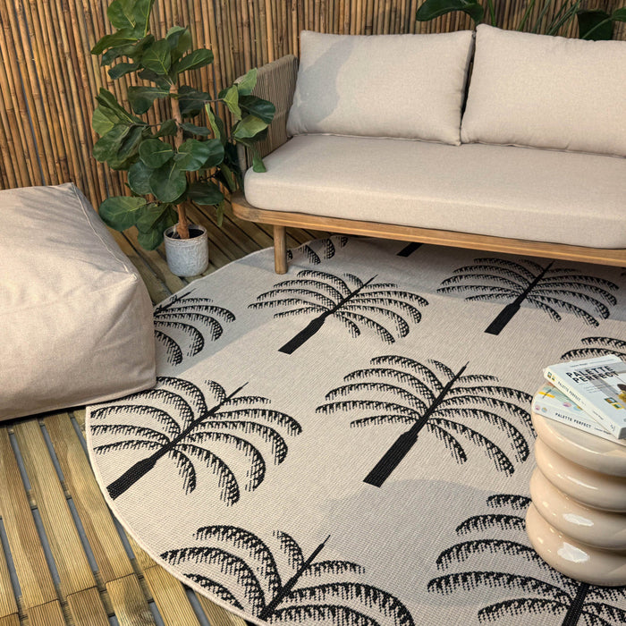 Rond buitenkleed Oase zwart|wit - Interieur05 - 200 x 200 cm