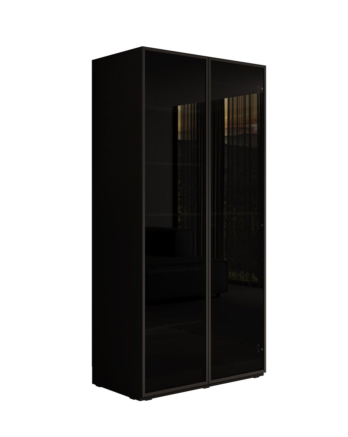 Meubella - Kledingkast Shelton - Zwart - 101 cm - Met glas