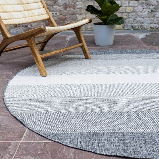 Interieur05 Rond Buitenkleed Boa - Grijs|Wit - Dubbelzijdig - EVA I...