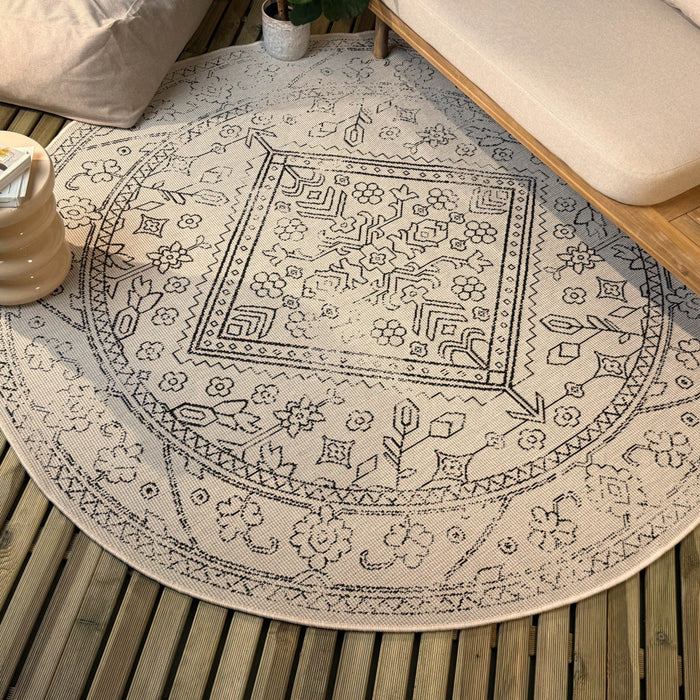 Rond buitenkleed Nova zwart|wit - Interieur05 - 240 x 240 cm