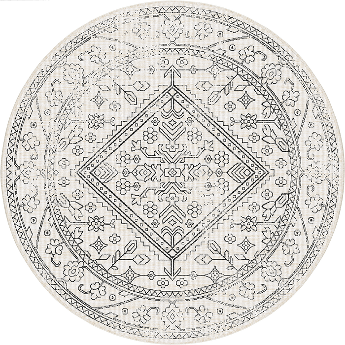 Rond buitenkleed Nova zwart|wit - Interieur05 - 200 x 200 cm