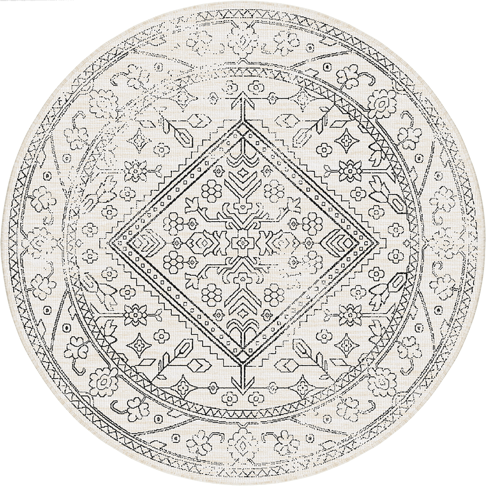 Rond buitenkleed Nova zwart|wit - Interieur05 - 200 x 200 cm
