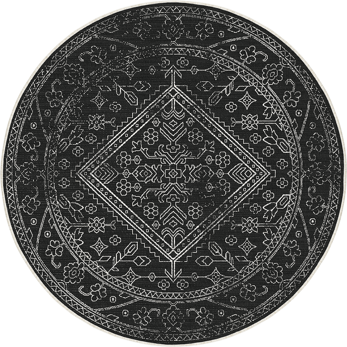 Rond buitenkleed Nova zwart|wit - Interieur05 - 200 x 200 cm