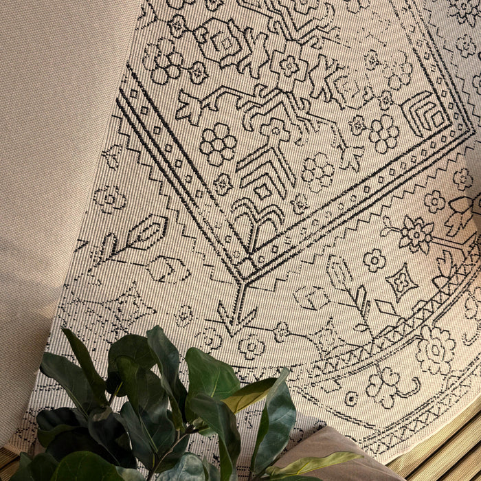 Rond buitenkleed Nova zwart|wit - Interieur05 - 200 x 200 cm