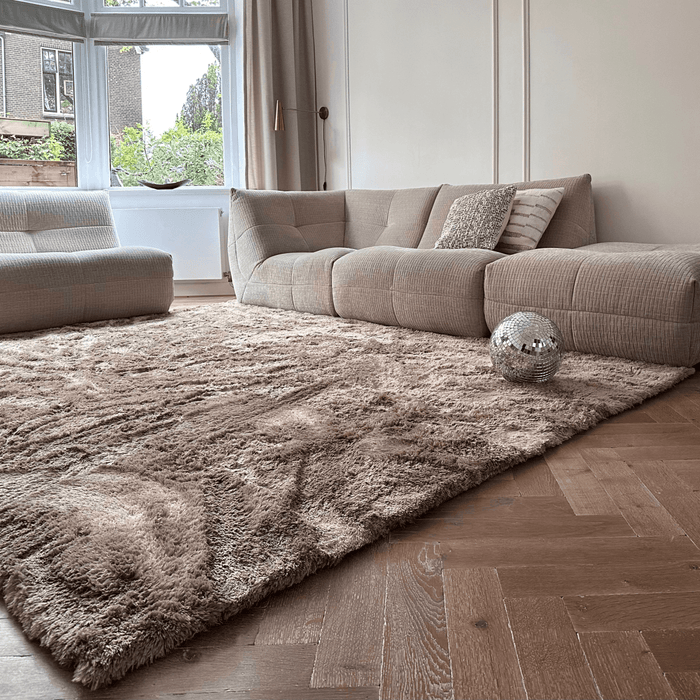 Hoogpolig vloerkleed Odelia bruin|taupe - Interieur05 - 330 x 240 cm