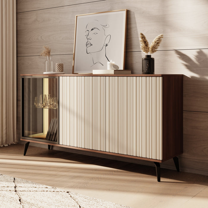 Meubella - Riverhead - Dressoir - Beige|Eiken - 154x39x80 cm