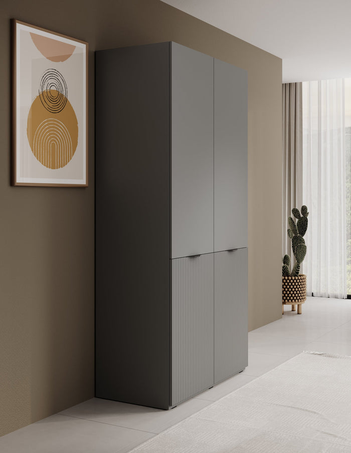 Meubella - Kledingkast Shelton - Grijs - 101 cm