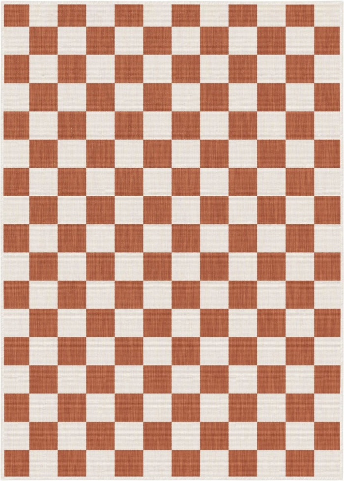 Buitenkleed Level blokken - checkerboard - roest - Interieur05