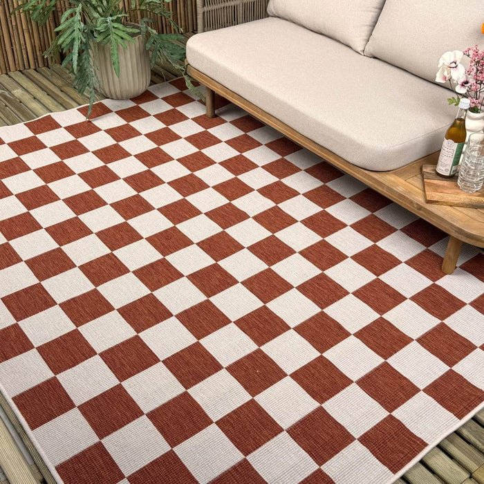 Buitenkleed Level blokken - checkerboard - roest - Interieur05