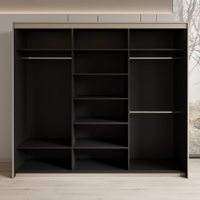 Meubella - Kledingkast Timoteo - Beige - 250 cm - Met spiegel