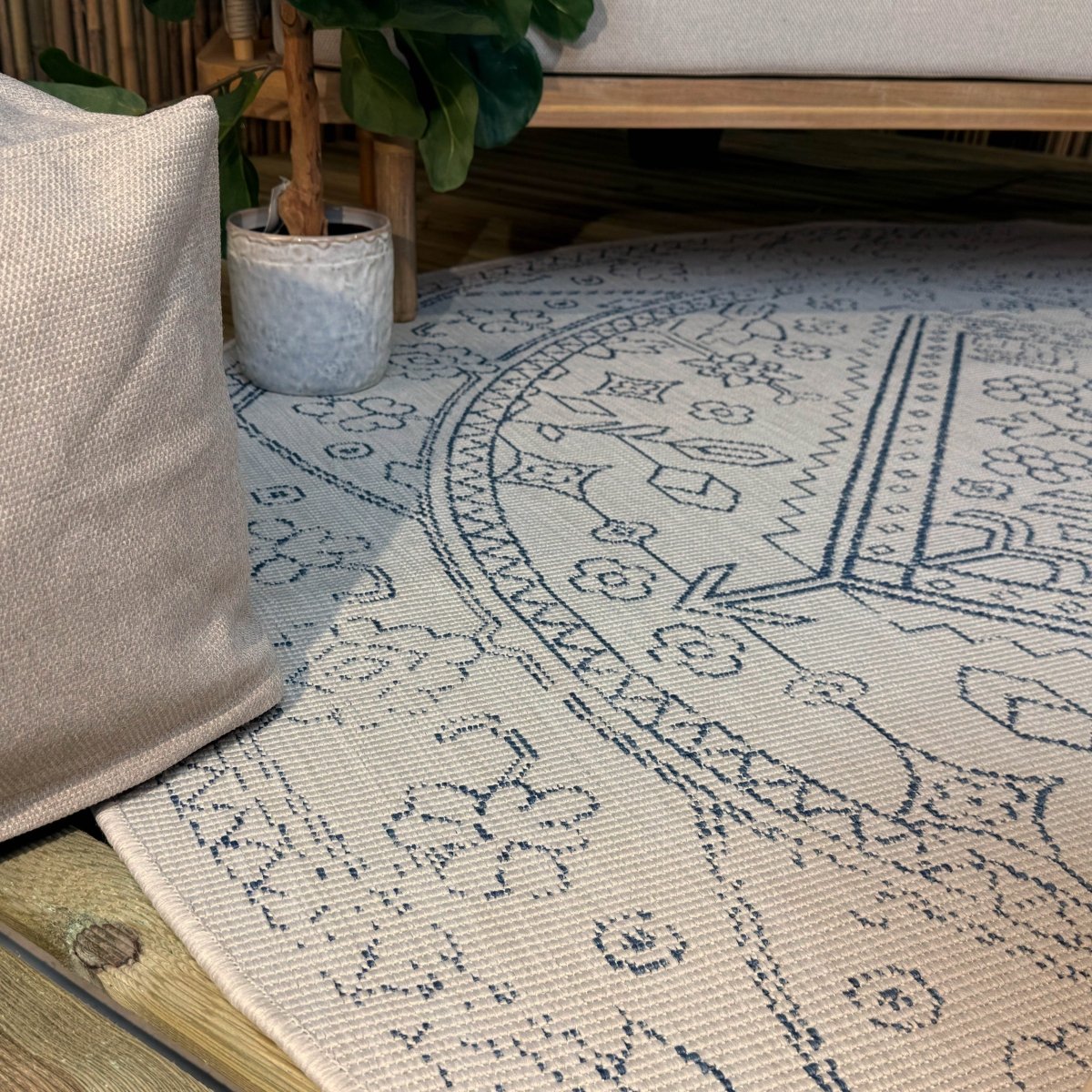 Rond buitenkleed Nova blauw - Interieur05 - 200 x 200 cm