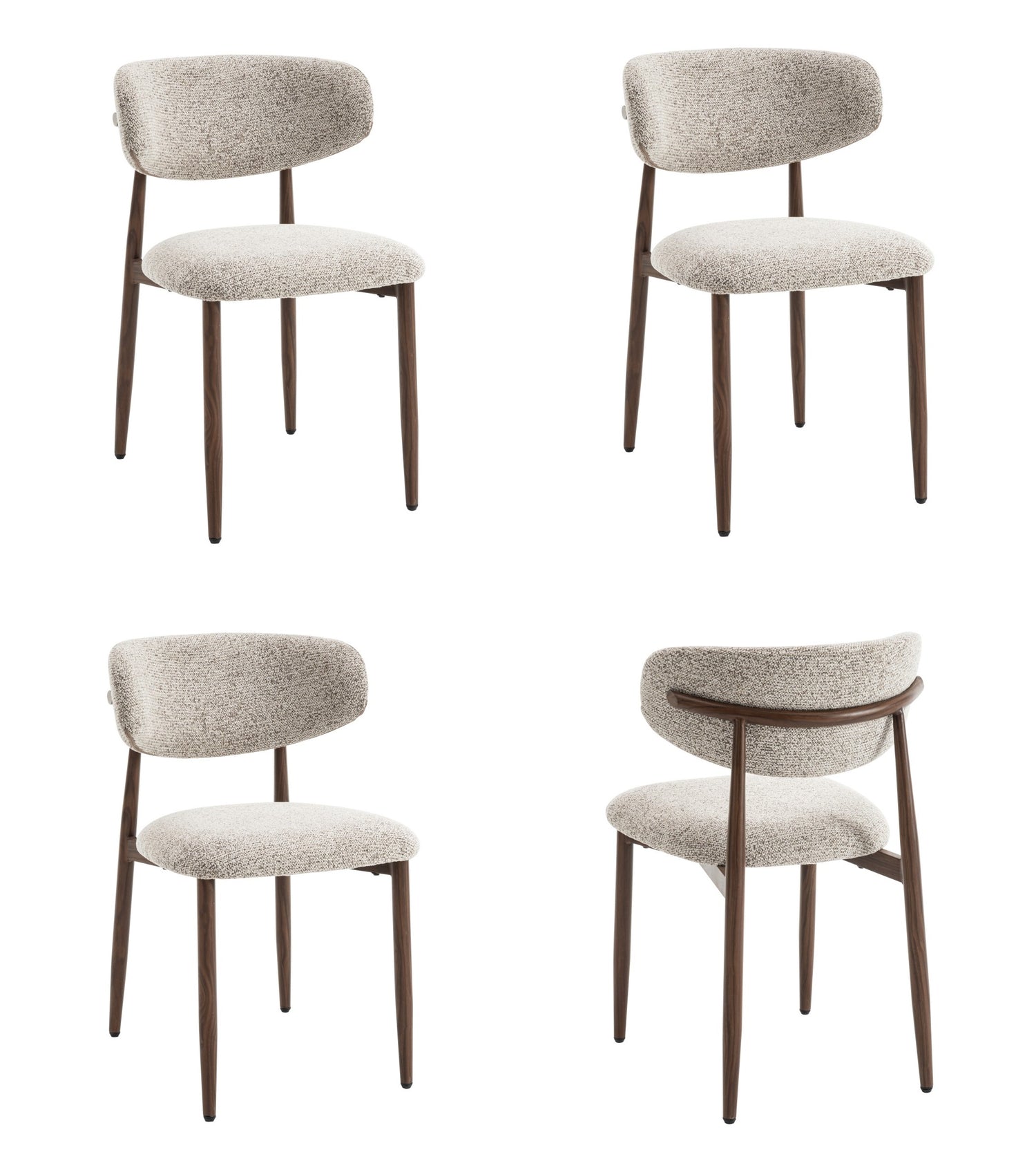 Celia - Eetkamerstoelen Set van 4 - Bruin Walnoot