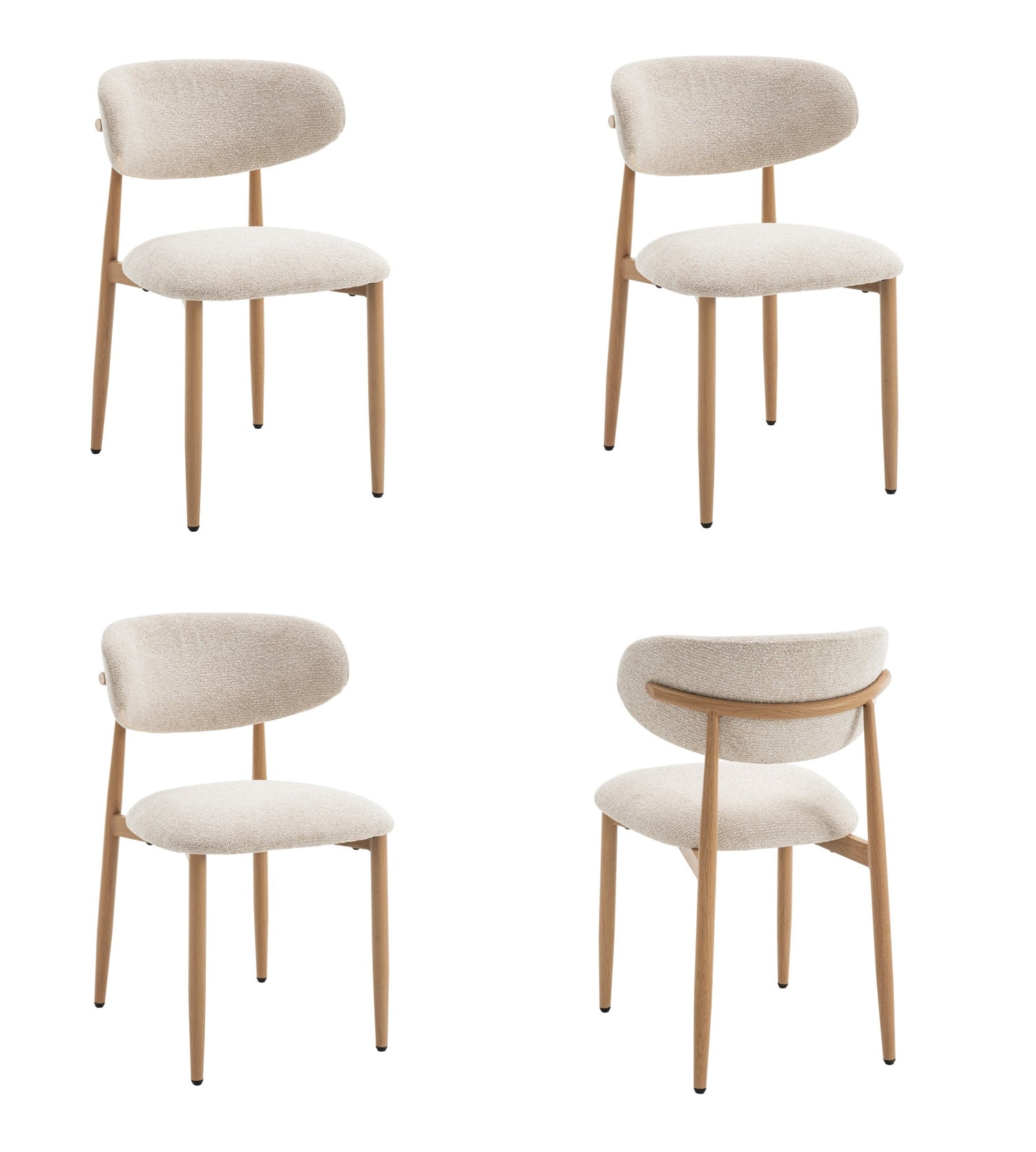 Celia - Eetkamerstoelen Set van 4 - Beige Naturel