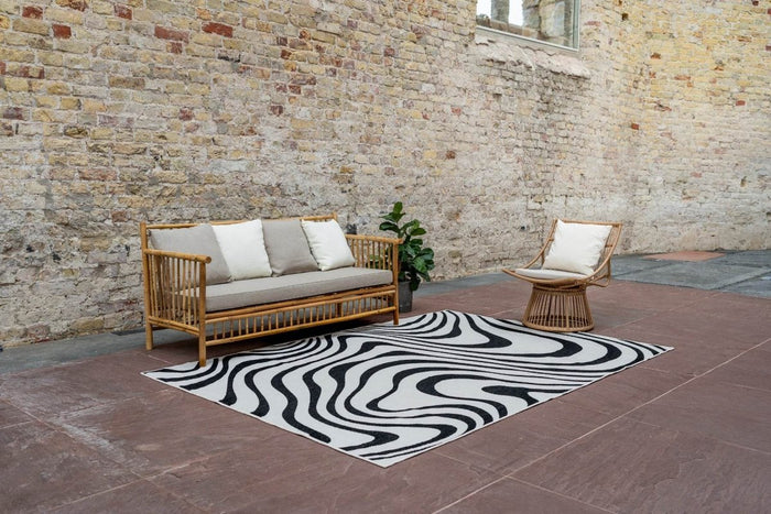 Interieur05 Buitenkleed Swirl Rechthoek - Zwart - Dubbelzijdig