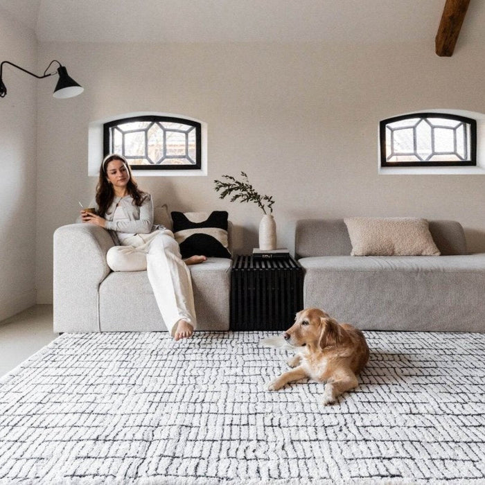 Interieur05 Vloerkleed Rectangle Creme wit|Zwart - 200 x 290 cm