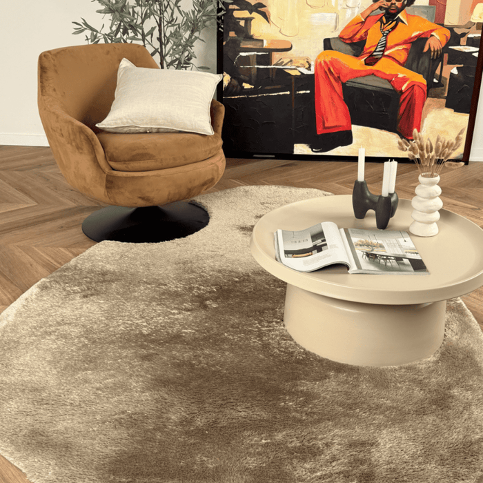 Organisch hoogpolig vloerkleed Odelia bruin|taupe - Interieur05