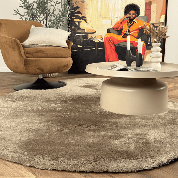 Organisch hoogpolig vloerkleed Odelia bruin|taupe - Interieur05