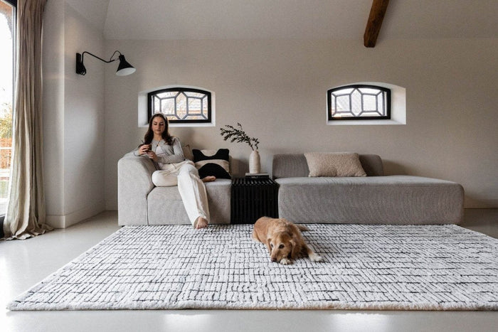 Interieur05 Vloerkleed Rectangle Creme wit|Zwart - 160 x 230 cm