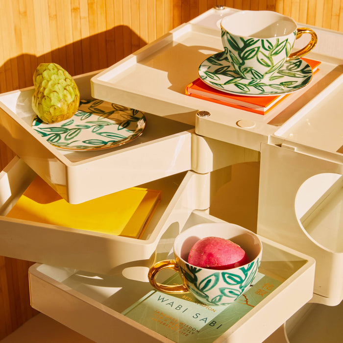 Urban Nature Culture Good Morning Cappuccino / Theekop - Leaves Evergreen Sprig - 4 st.