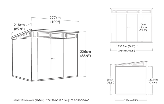 Keter Venetian Pent 97 Tuinhuis - 279x218x226cm - Bruin