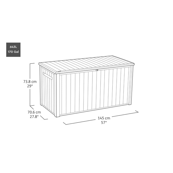 Keter Southwood Opbergbox - 643L - 146,3x73x70 cm - Grijs