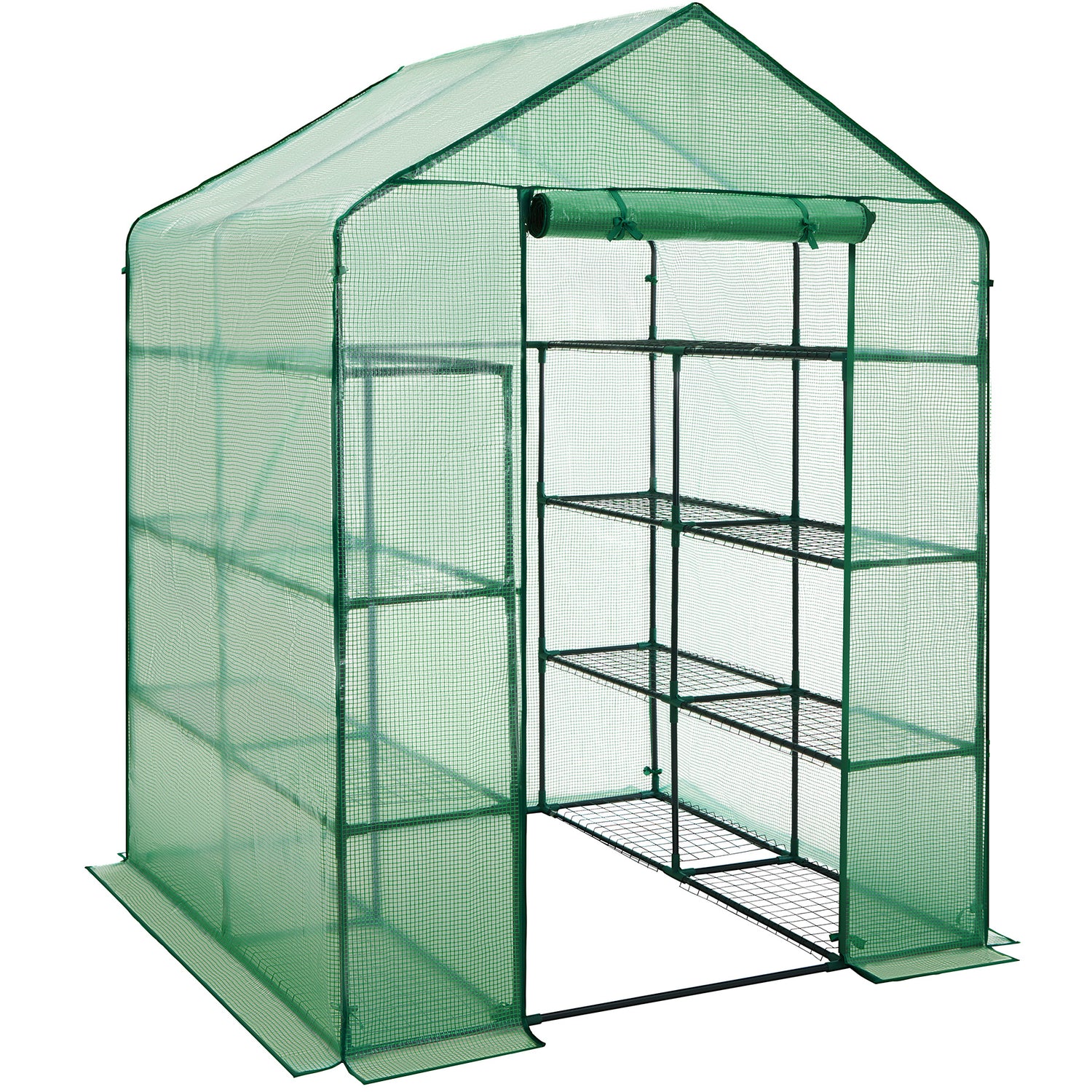 tectake® Foliekas met vierkant oppervlak 143x143x195cm - Groen