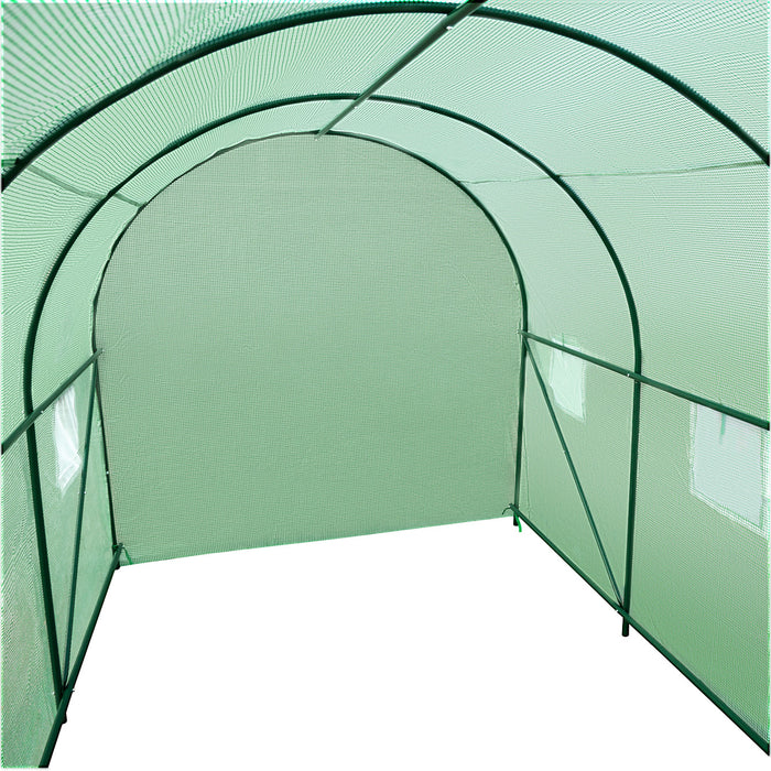 tectake® Foliekas in tunnelvorm met 6 ramen 343x200x200cm - Groen