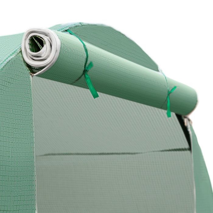 tectake® Foliekas in tunnelvorm met 6 ramen 343x200x200cm - Groen