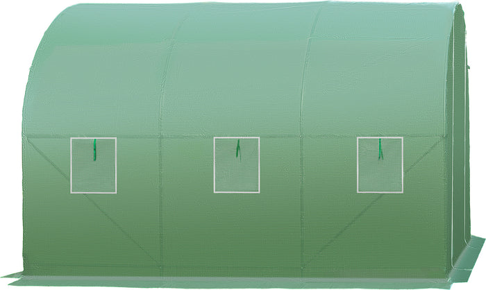 tectake® Foliekas in tunnelvorm met 6 ramen 343x200x200cm - Groen