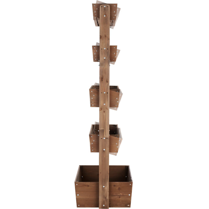 tectake® Plantenbak Flora, gelakt hout, met plantenfolie - Bruin