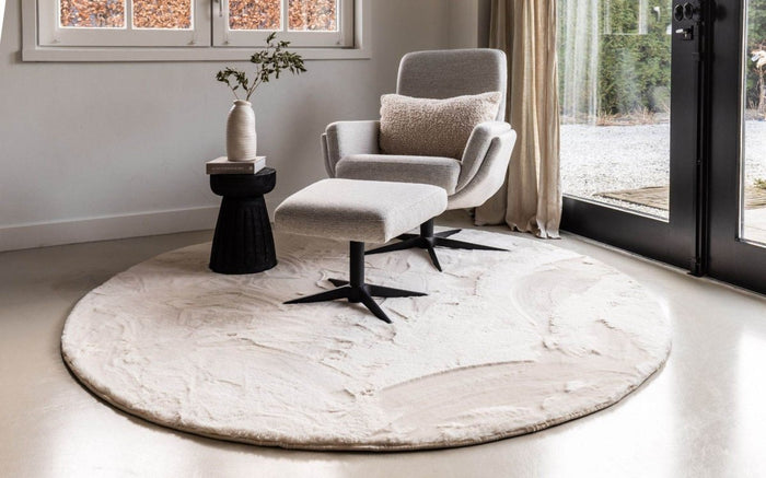 Interieur05 Rond Zacht Hoogpolig Vloerkleed Lux Creme - 200 x 200 cm